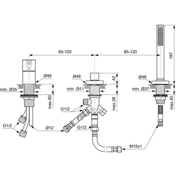 JOY BATERIA WANNOWA-NAT 3-OTW BEZ WYL MGN GREY