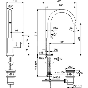 JOY NEO Bateria umywalkowa 1OT REGULAR PUW CHR
